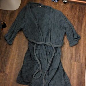 Grey waffled bath robe